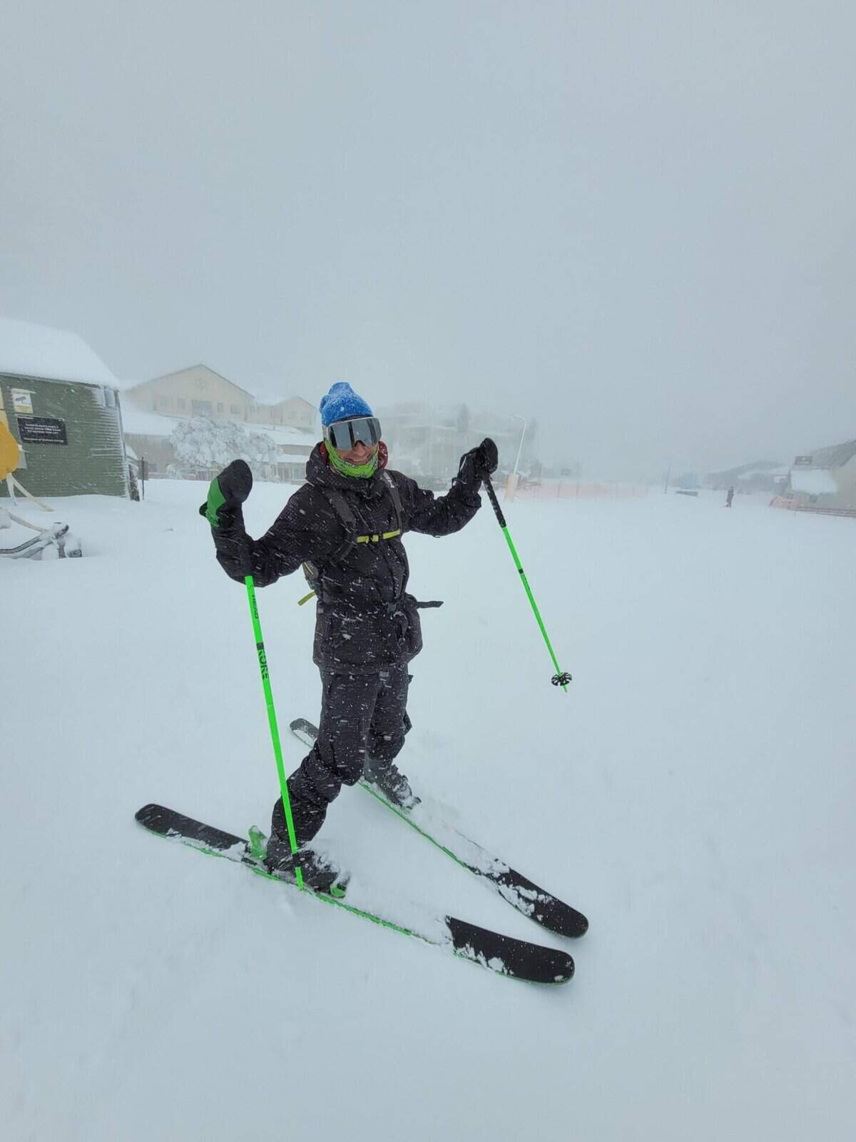 Slug Skis Home Page Hero Green Fluro Skis