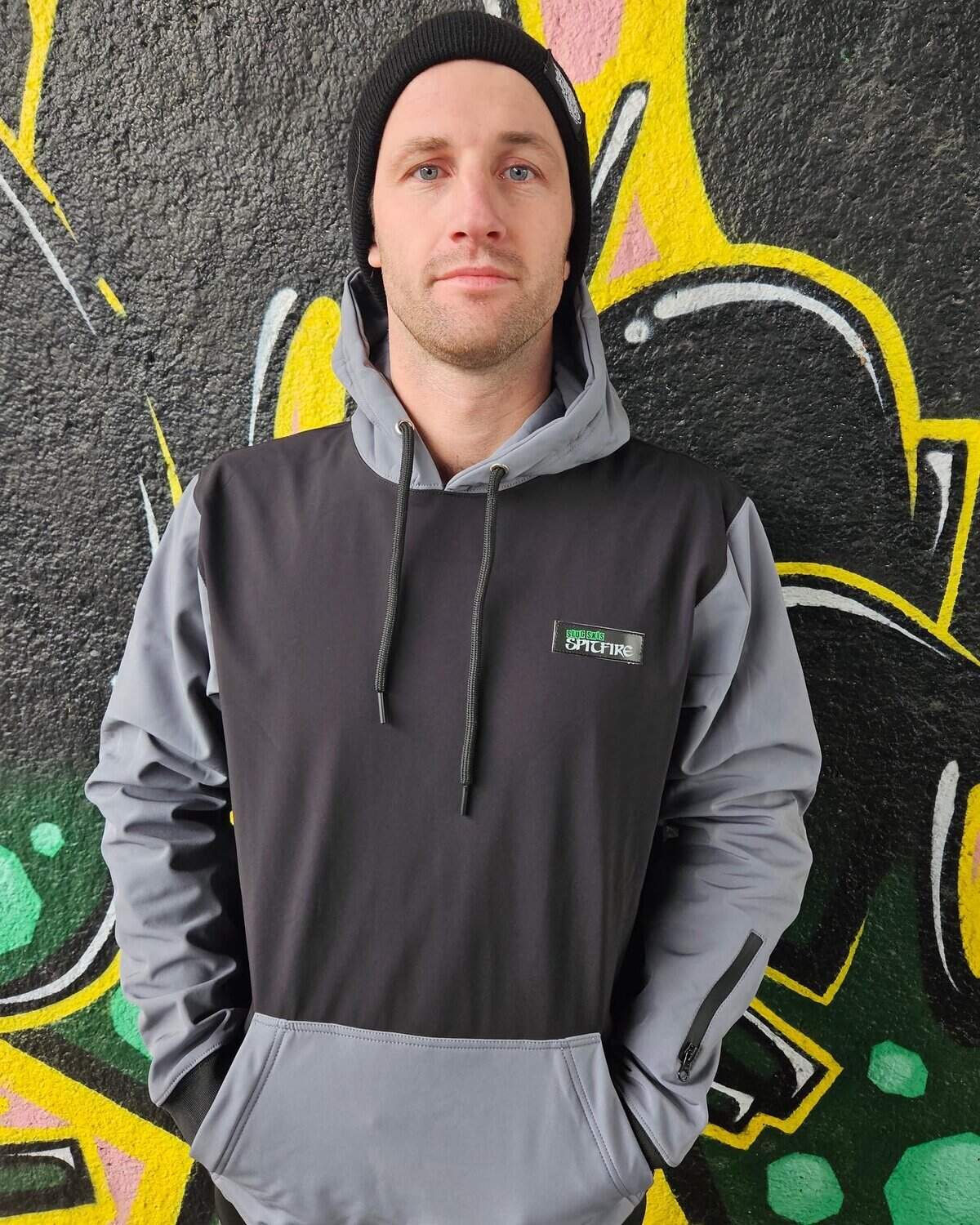 Slug Skis Spitfire Alpine Hoodie Grey Graffitti Wall Slug Skis Spitfire Alpine Hoodie Grey Graffitti Wall
