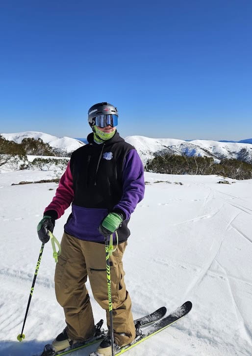 Purple and pink Hoodie in the snow
